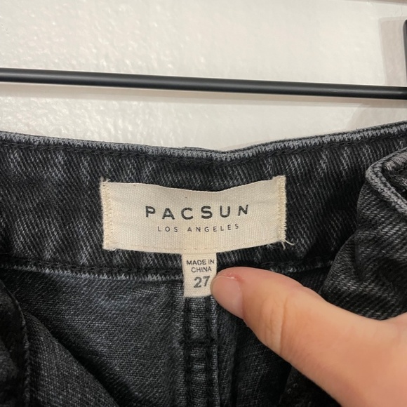 PacSun Black Distressed Denim Mini Jean Skirt 27 - Picture 6 of 7